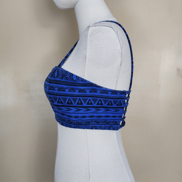 Blue/Black Aztec Cage Cropped Top, Women's S - Picture 5 of 8